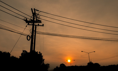 power line at sunset