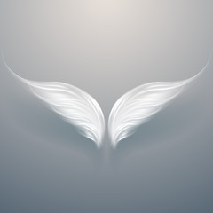 Abstract white light wings with shadow