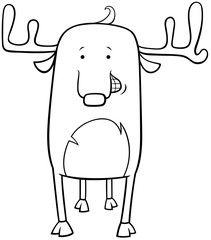 deer wild animal cartoon coloring book page