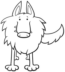 wolf animal character cartoon coloring book page