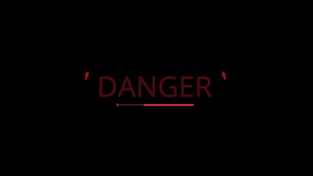 Security danger hologram on a black background. Futuristic concept of cyber attack, computer security, warning sign and digital protection.
