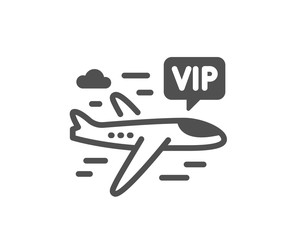 Vip flight icon. Very important person airplane sign. Charter plane symbol. Classic flat style. Quality design element. Simple vip flight icon. Vector