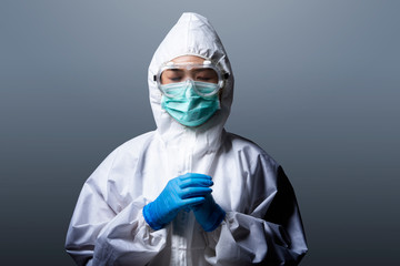 Fototapeta na wymiar doctor or health care team in personal protective equipment or PPE.,Coronavirus or Covid-19 outbreak concept