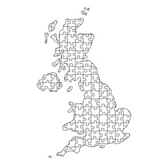 United Kingdom map from black pattern from composed puzzles. Vector illustration.