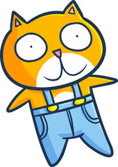 Funny and cute little cat with jeans wardrobe