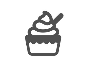 Ice cream cup icon. Vanilla sundae sign. Frozen summer dessert symbol. Classic flat style. Quality design element. Simple ice cream icon. Vector