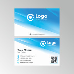 Simple abstract fresh blue stylish business card design, professional name card template vector