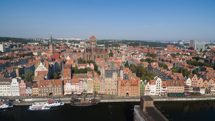 Fototapeta na wymiar Aerial View of Gdansk City Old Town, Poland