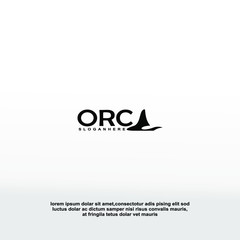orca logo. logo of killer whale. flat orca for poster. whale killer in swimming pool. whale for icon © adnan_94