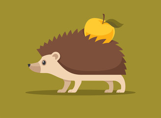 Cute hedgehog flat vector illustration.