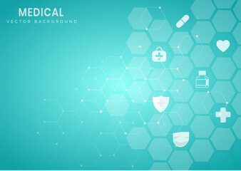 Abstract light blue hexagon pattern background.Medical and science concept and health care icon pattern.