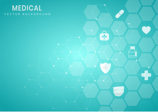 Abstract light blue hexagon pattern background.Medical and science concept and health care icon pattern.