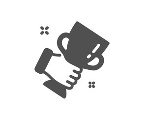 Winner cup icon. Hold trophy sign. Best achievement symbol. Classic flat style. Quality design element. Simple winner cup icon. Vector