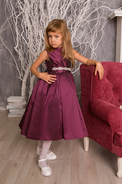Little girl princess in beautiful holiday dress