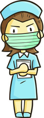 Cute and funny nurse standing wearing face mask welcoming patient