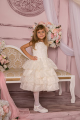 Little girl princess in beautiful holiday dress