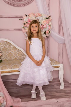 Little girl princess in beautiful holiday dress