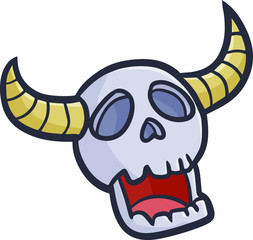Funny and cute scary skull with horn for wall decor