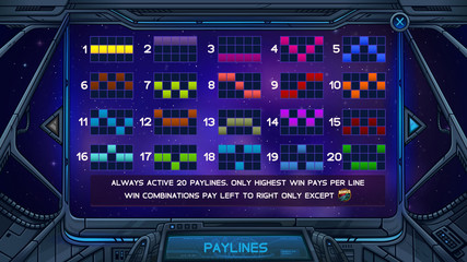 Info screen for slot game. Vector illustration