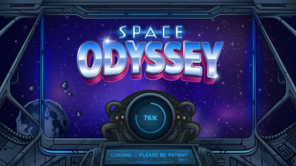 Space odyssey loading screen for slot game. Vector illustration