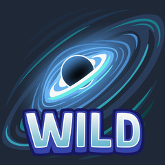 Black hole wild icon for space slot game. Vector illustration