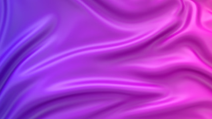 3D illustration of red violet gradient of wavy cloth surface that forms ripples like in liquid surface or folds in tissue.  Red purple silky fabric with folds.