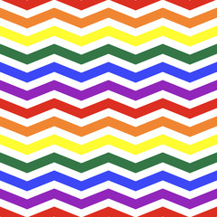 Rainbow seamless zigzag pattern, vector illustration. Chevron zigzag pattern with colorful lines. Lgbt rainbow geometric background