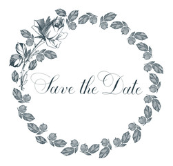  Vector laurel wreath at engraving style.