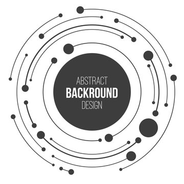 Abstract background of circles, dots, rounded lines. Cover, card, flyer, poster, brochure design. Creative design elements. Vector monochrome illustration.