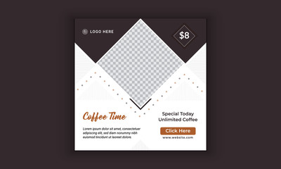 Coffee Shop Offer Banner Social media post Template