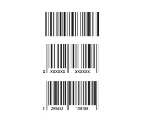 Barcode and number icon. Flat vector illustration in black on white background. EPS 10