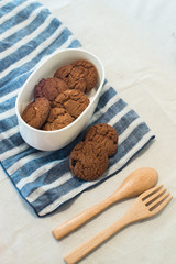 Chocolate chip cookies on colorful background
