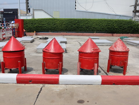 The Red Bin Is Made From Old Oil Tank.