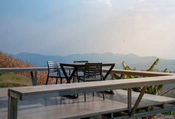 Chair for relaxing on Doi Mon Jam Tourist attractions in Mae Rim District Chiangmai Province Thailand.