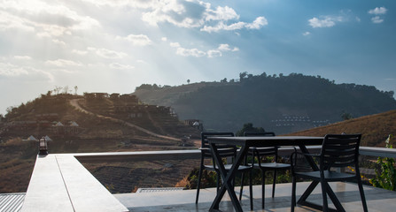 Chair for relaxing on Doi Mon Jam Tourist attractions in Mae Rim District Chiangmai Province Thailand.