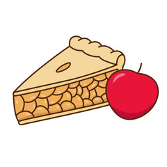 Apple pie vector illustration in cartoon style isolated on white background. Apple pie clip art