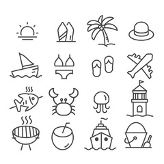 Set of travel or summer icon isolated. Modern outline on white background