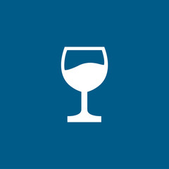 Wine Glasses Icon On Blue Background. Blue Flat Style Vector Illustration