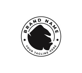 animal gorilla stamp sticker emblem logo design vector