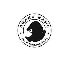 animal gorilla stamp sticker emblem logo design vector