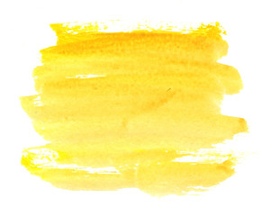 Yellow abstract watercolor macro texture background. Colorful handmade technique aquarelle.