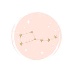 Cute constellation icon logo vector illustration on circle with brush texture for social media story highlight