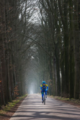 Lane at Westvierdeparten Maatschappij van Weldadigheid Frederiksoord Netherlands. Cyclist