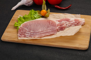 Raw pork bacon