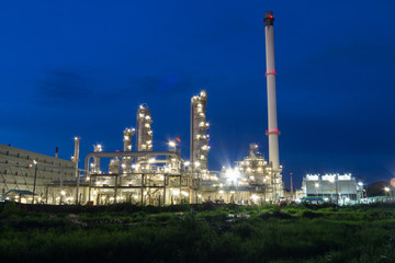 Oil Refinery factory in  evening, Petroleum, petrochemical plant