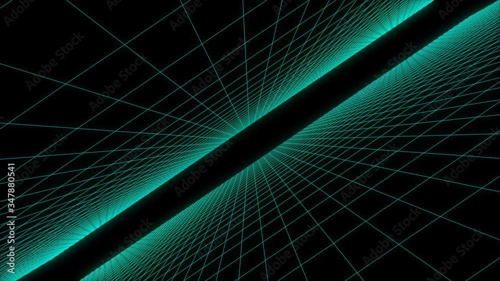 Poster technology fractal field effect futuristic landscape wireframe abstract illustration. narrow turbule