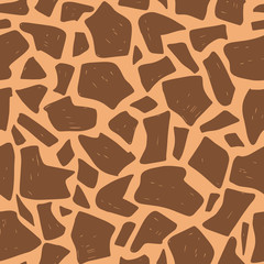 Giraffe hand-drawn seamless pattern. Animal print background