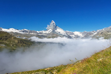 Beautiful Swiss Alps landscape with Matterhorn mountain view, summer mountains, Zermatt, Switzerland
