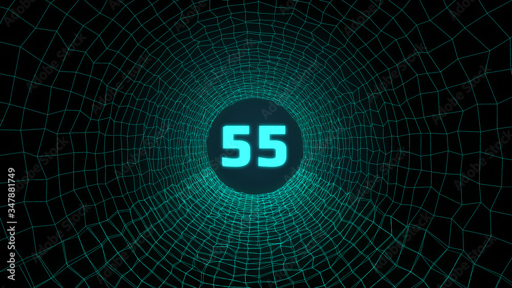 Poster abstract technology wireframe sci fi tunnel illustration. futuristic wormhole digital space texture 