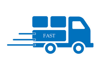 Fast delivery truck icon. Blue version  